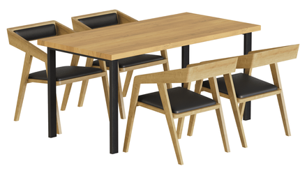 Dining set Oak table 120x60 + 4 WoodMost oak chairs, natural oak 00014-ST