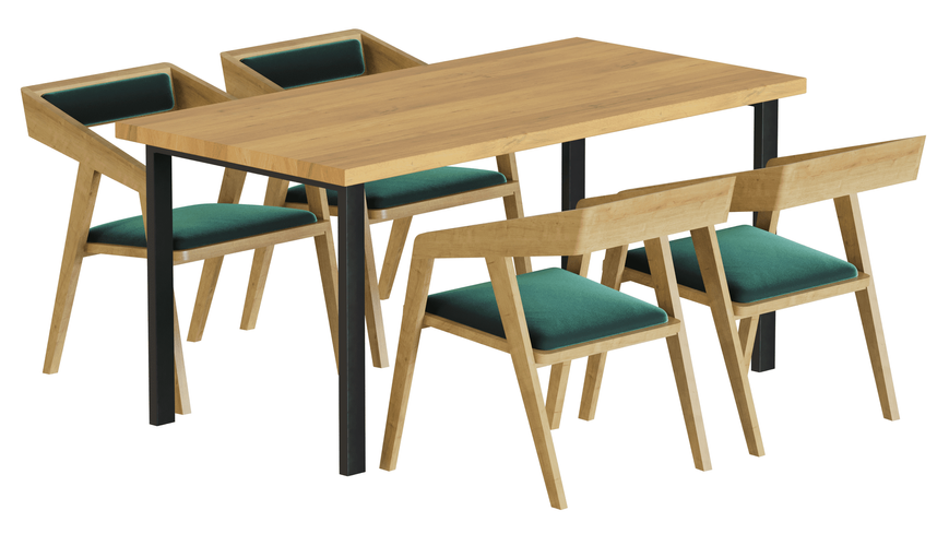 Комплект обеденный Стол дубовый 120x60 + 4 стулья из дуба WoodMost, натуральный дуб 00014-ST