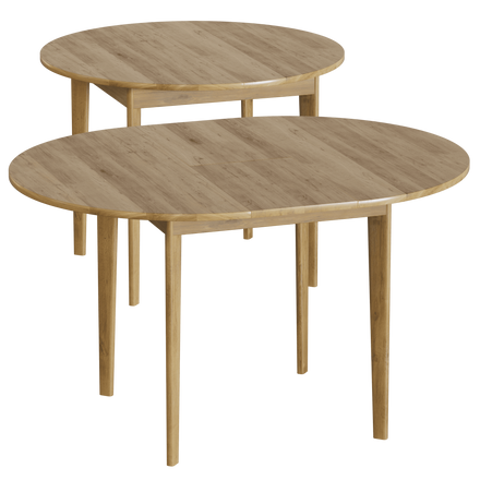 Дерев'яний, круглий, розкладний кухонний стіл з дуба WoodMost Ø 80 + 30, натуральний дуб 00018/-ST