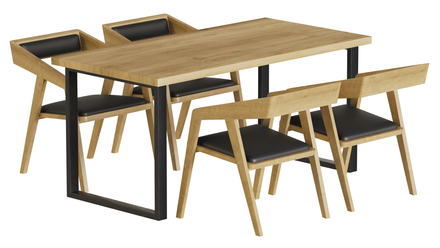 Комплект обідній Стіл дубовий 120x60 + 4 стільці з дуба WoodMost , натуральний дуб 00015-ST