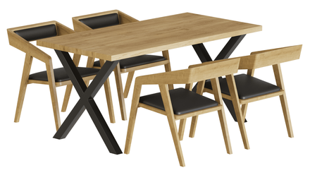 Комплект обідній Стіл дубовий 120x60 + 4 стільці з дуба WoodMost , натуральний дуб 00016-ST