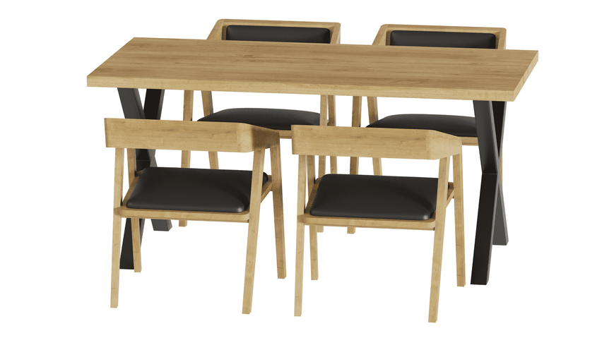 Комплект обідній Стіл дубовий 120x60 + 4 стільці з дуба WoodMost , натуральний дуб 00016-ST