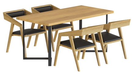 Комплект обеденный Стол дубовый 120x60 + 4 стулья из дуба WoodMost, натуральный дуб 00013/1-ST