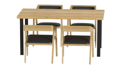 Dining set Oak table 120x60 + 4 WoodMost oak chairs, natural oak