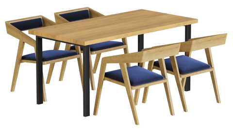 BYO TABLE D LEG 120×60 OAK Dining set Oak table 120x60 + 4 WoodMost oak chairs, natural oak