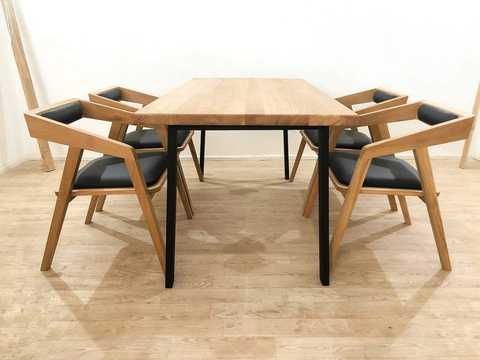 BYO TABLE D LEG 120×60 OAK Dining set Oak table 120x60 + 4 WoodMost oak chairs, natural oak